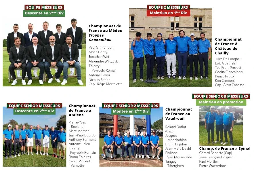 équipes sportives hommes, messieurs, femmes et dames et jeunes de Mérignies Golf